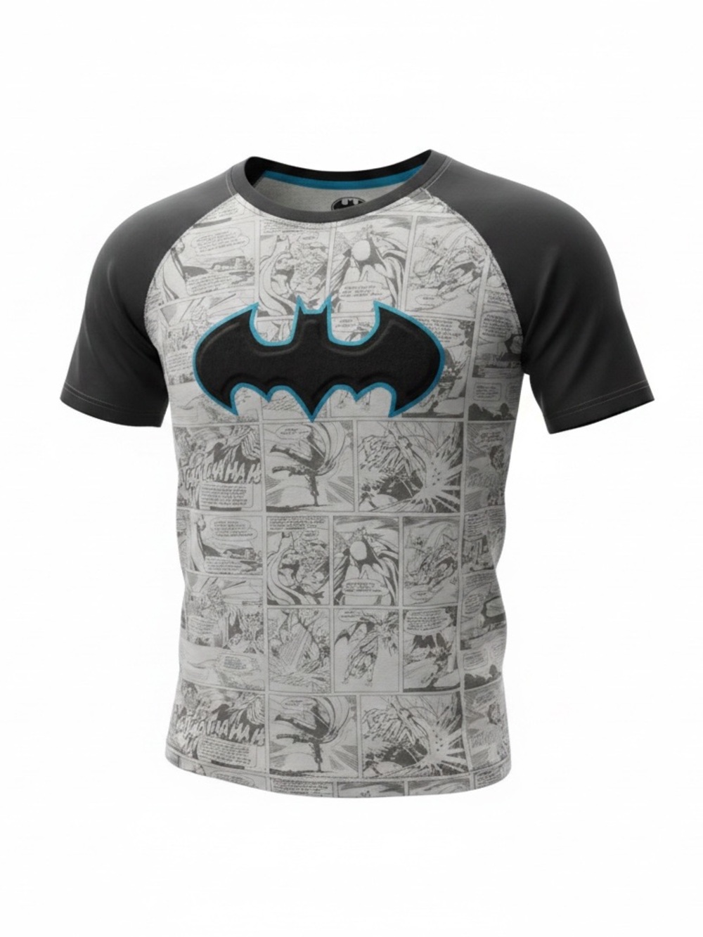DC Comics Batman Raglan Tee - Gray, Black & Blue Accent
